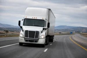 Semi Truck on highway pulling to one side